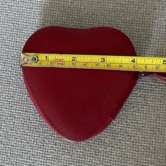 DANIER Genuine Leather Manicure Pouch Zipper Red Heart Mini 4 x 4 Inches, CLEAN - Picture 11 of 13